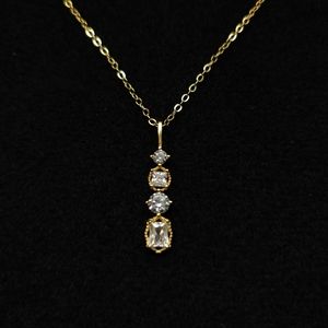 NEW 14K GOLD PLATED 925 STERLING SILVER BOHO ZIRCON TOWER NECKLACE